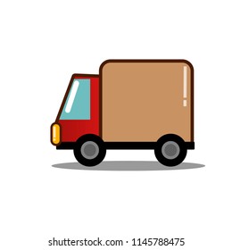 Flat Delivery Service Truck For Poster, Banner, Logo, Icon Of Job Hunting Company Or Delivery System Or Transportation/ Shipping Organization, Commercial Car Shop, Driver Training Center