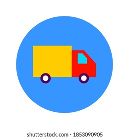 Flat Delivery Truck Circle Icon. Vector Illustration of delivery vehicle.