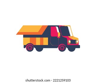 flat delivery truck over white