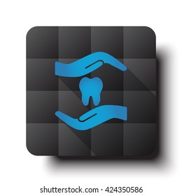 Flat Dental Care icon on black app button with drop shadow