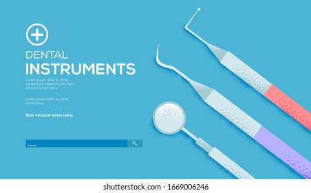 Flat dental instruments set design concept background. Vector illustration design. Vector Art grain textured style