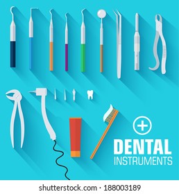 flat dental instruments set design concept. Vector illustration 