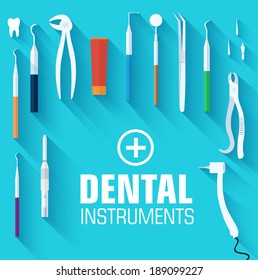 flat dental instruments set design concept. Vector illustration 