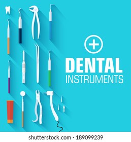 flat dental instruments set design concept. Vector illustration 