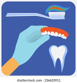 Flat dental instruments set design concept background. Vector illustration