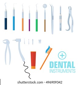 flat dental instruments set design concept. Vector illustration 