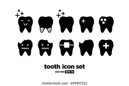 Flat Dental Tooth Icon Set