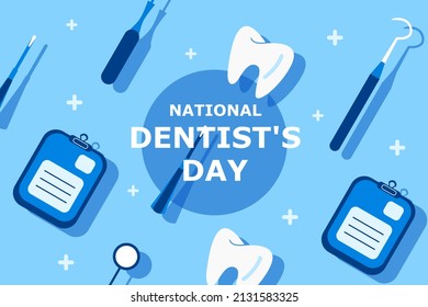 Flat dentist day vector illustration for social media post template