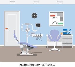 Flat Dentist Office Illustration Design Background.  Vector EPS