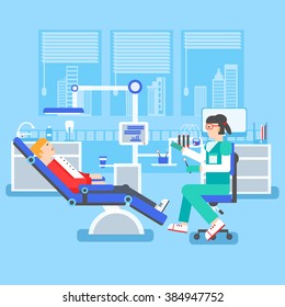 flat dentist office illustration design background. Vector illustration for colorful template for you design, web and mobile applications