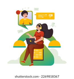 Flat desaign customer care with handle customer complaints