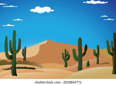 flat desert landscape with catcus