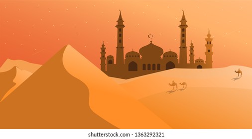 flat desert landscape , vector illustration