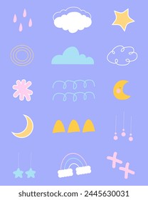 Flat desigen baby shower new born vector element bundle