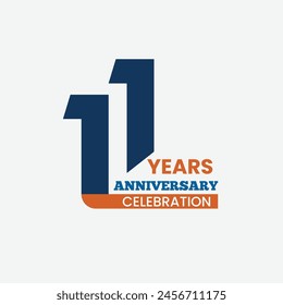 flat design 11th year anniversary design template. vector template illustration