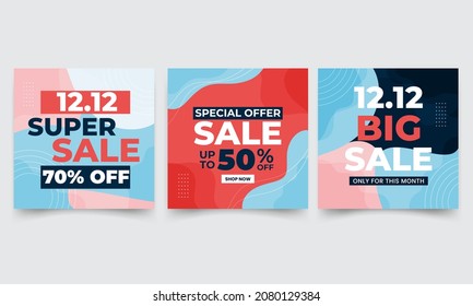 flat design 12 12 super sale social media post template design