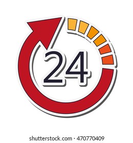 flat design 24 hour arrow icon vector illustration