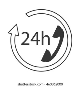 flat design 24h phone support icon vector illustration