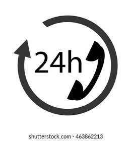 flat design 24h phone support icon vector illustration