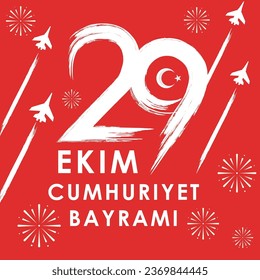 flat design 29 Ekim republic day of turkey illustration. Translation: 29 October