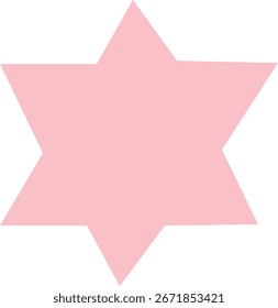 "Flat design 2D illustration of geometric pink star in minimal style, ideal for modern patterns, playful designs, and creative decorative digital graphics."