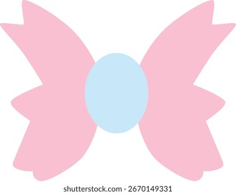 "Flat design 2d illustration of pastel butterfly shaped ribbon with bow, cute decoration element for Valentine, wedding, celebration, and romantic themes."
