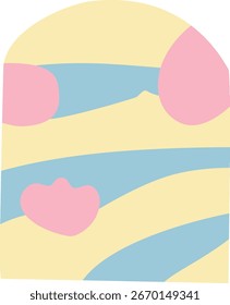 "Flat design 2d illustration of pastel lotus pond with hearts and waves, creative background element for decoration, kids projects, and design themes."

