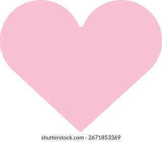 "Flat design 2D illustration of single large pink heart in minimal style, ideal for love symbols, romantic themes, and decorative digital projects."