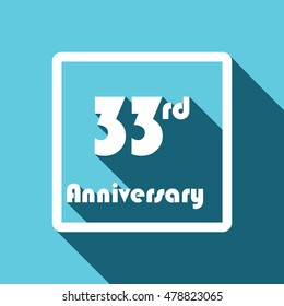 flat design 33rd anniversary.  33rd birthday. 33 years anniversary