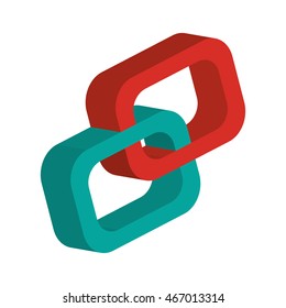 flat design 3d link chain icon vector illustration