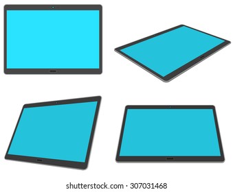 Flat design 3D tablet set isolated on white background. 