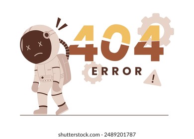 Flat design of 404 error page not found with sad astronaut. Illustrations for websites, landing pages, mobile applications, posters and banners. Trendy flat vector illustration