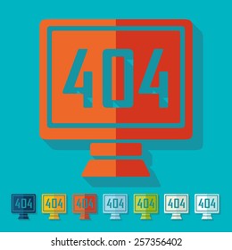 Flat design. 404 error program error