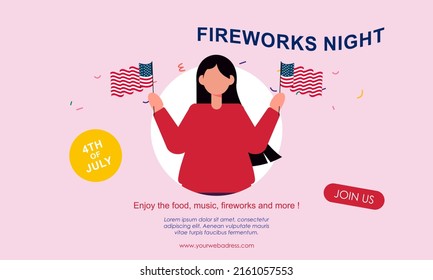 Flat design 4th of july banner template