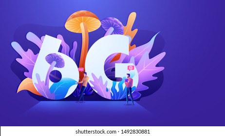 Flat design 6G wireless high speed network, developer team establish 6g for faster and better wireless connectivity
