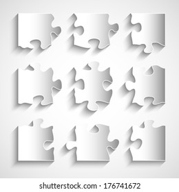 Flat design 9 piece puzzle forms. Vector illustration