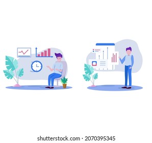 Flat design about business and technology