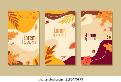 Flat design abstract autumn card template