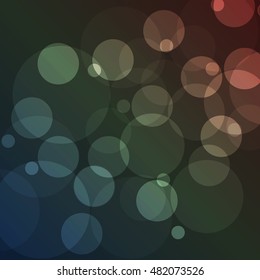 Flat design abstract background with bokeh in dark colors vector illustration