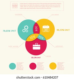 Flat design abstract background with colorful business diagram and text field vector illustration