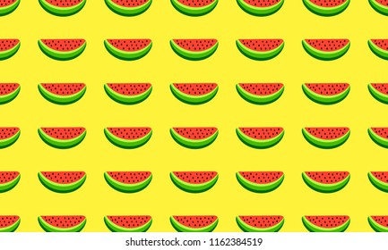 Flat Design With Abstract Fresh Sweet Natural Ripe Watermelon Pattern Background. Background For Graphic, Banners, Presentations, Reports, Wallpaper. Vector Illustration. etc.