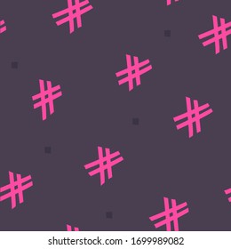 Flat design abstract hashtag symbol seamless pattern background. Vector seamless pattern. Modern stylish texture. Simple bright background with repeating hashtags.