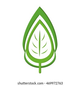 flat design abstract leaves nature icon vector illustration
