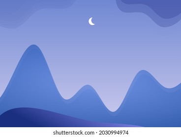 flat design abstract mountain background at night