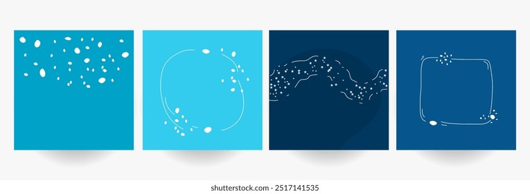 Flat design abstract and night winter sale promotion square banner set. Social media post and feed template