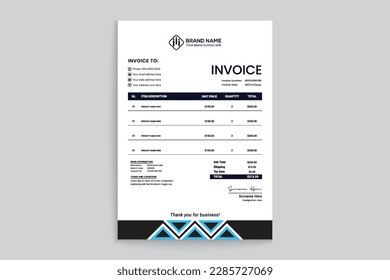 Flat design of abstract shapes invoice template