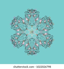 Flat design with abstract snowflakes isolated on colors background. Snowflake colorful pattern. Vector illustration. Vector snowflakes background. Snowflakes pattern.