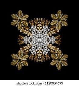 Flat design with abstract snowflakes isolated on background. Vector illustration. Snowflake ornamental pattern. Snowflakes pattern. Snowflakes background.