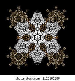 Flat design with abstract snowflakes isolated on background. Snowflakes pattern. Snowflake ornamental pattern. Snowflakes background. Vector illustration.