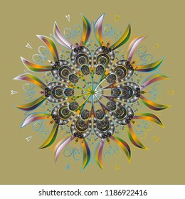 Flat design with abstract snowflakes isolated on colors background. Vector illustration. Vector snowflakes background. Snowflake colorful pattern. Snowflakes pattern.
